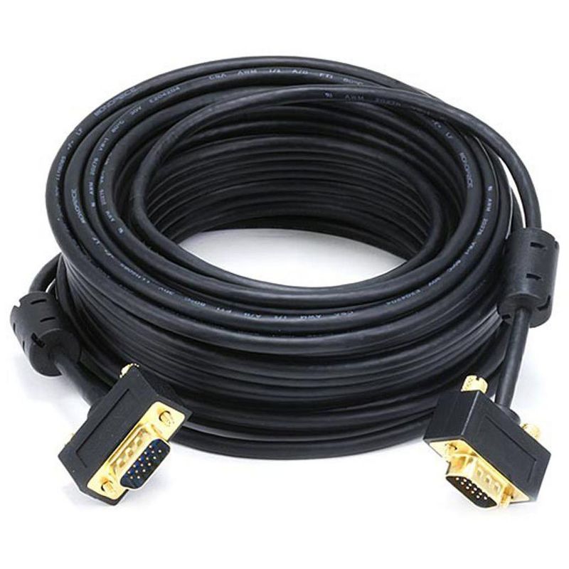 Monoprice Ultra Slim SVGA Super VGA Male to Male Monitor Cable - 50 Feet With Ferrites | 30/32AWG, Gold Plated Connector, 1 of 4