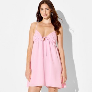 Women's Embellished Mini Babydoll Dress - Wild Fable™ - 1 of 3