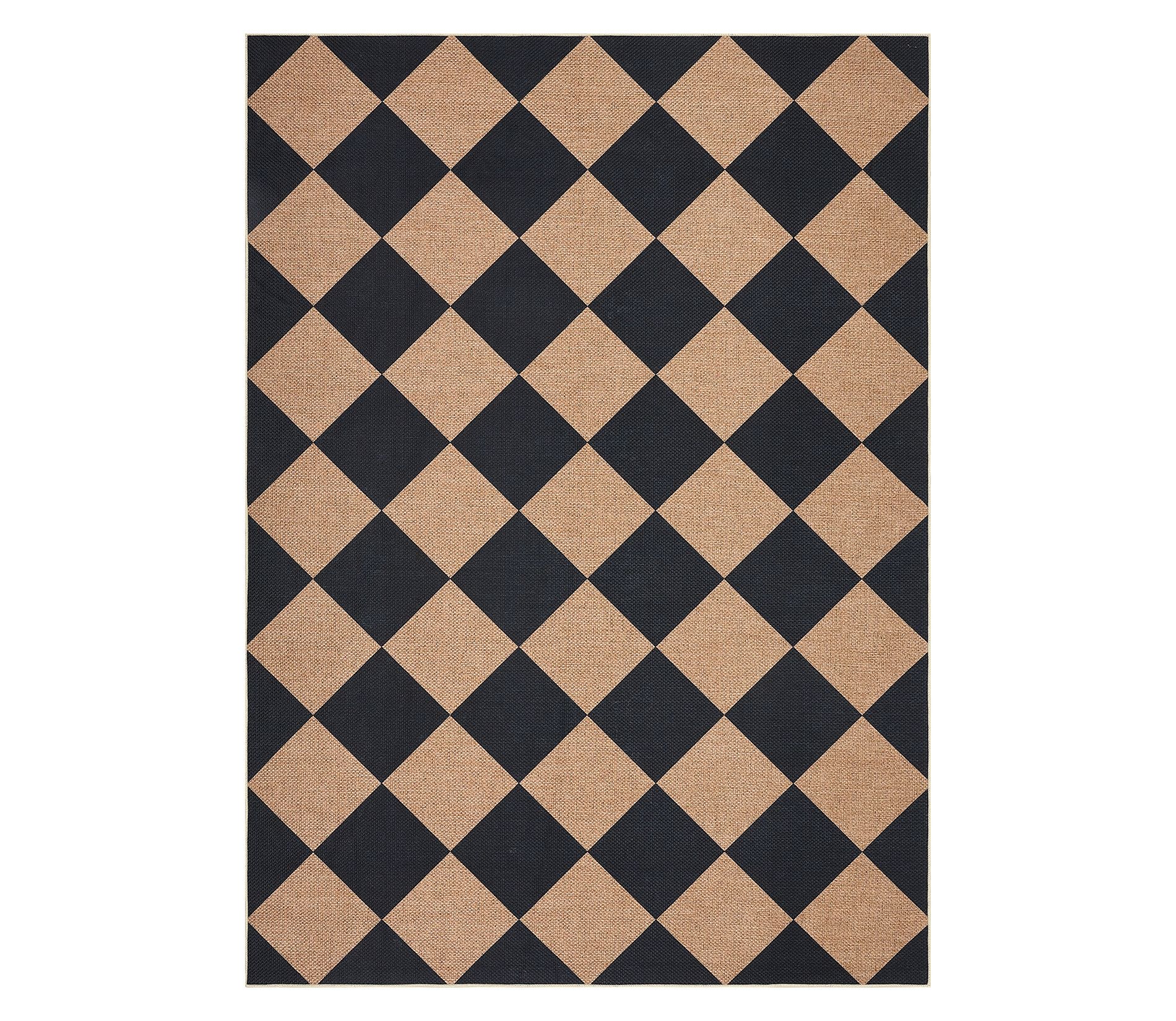 COZONY Non Slip Washable Runner Rug, Diamond Checkered Braided Design for Entryway Hallway Kitchen Outdoor Indoor Use