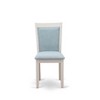 East West Furniture MZC0T01 Dining Chair Set of 2 - Cream Linen Fabric Seat and High Chair Back - Wire Brushed Linen White Finish (SET OF 2)` - 3 of 4