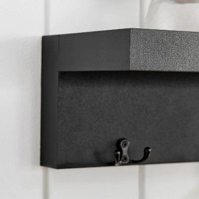 Black Wall Mounted Entryway Coat Rack with Shelf and Hooks