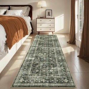 Elegant Floral Inspired Non-Slip Washable Low Pile Rug with Stain-Resistant Backing, Perfect for Living Room, Bedroom, Kitchen, Entryway - 1 of 4