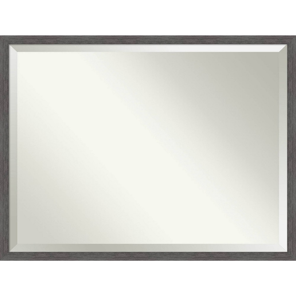 Photos - Wall Mirror 42" x 32" Pinstripe Thin Framed Bathroom Vanity  Gray - Amanti