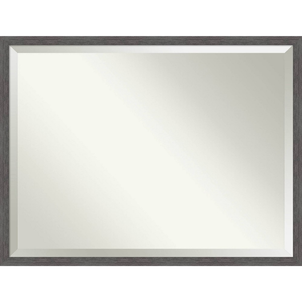 Photos - Wardrobe 42" x 32" Pinstripe Thin Framed Bathroom Vanity Wall Mirror Gray - Amanti