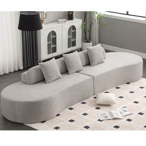 130.5'' Terrycloth Curved Modular Sofa with 3 Pillows, Cloud Comfort Design and No Assembly Required - 1 of 4