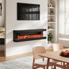 CLIHOME Wall-Mounted 3-Sided Electric Fireplace with LED Lighted Mantel and Remote, Modern Indoor Heating Accent - 3 of 4