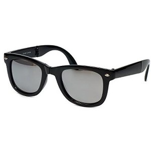 Calabria Classic Folding Wayfarer Sunglasses with 100% UVA/UVB Protection (Black Frame & Green Lens) - 1 of 4