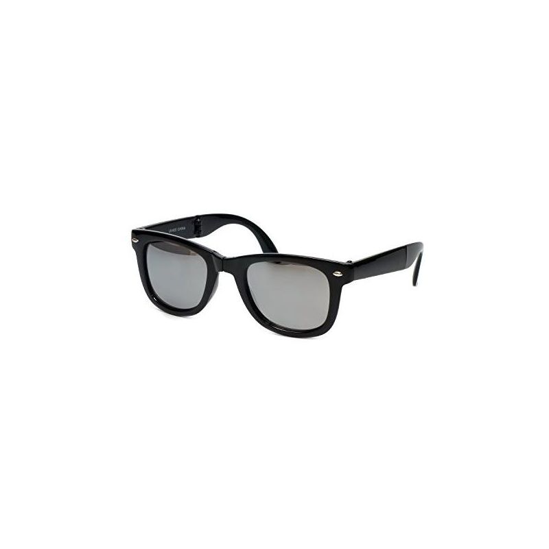 Calabria Classic Folding Wayfarer Sunglasses with 100% UVA/UVB Protection (Black Frame & Green Lens), 1 of 6