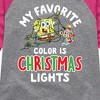 Girls' - SpongeBob SquarePants - My Favorite Color Is Christmas Lights Shirt Tail Raglan Graphic T-shirt - 2 of 4