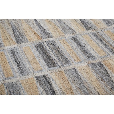 Handwoven Geometric Gray Synthetic 24" Rug