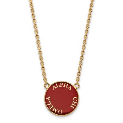 Black Bow Jewelry 14k Yellow Gold Plated Sterling Silver Alpha Chi Omega Greek Life Necklace 18 Inch