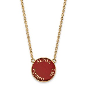 Black Bow Jewelry 14k Yellow Gold Plated Sterling Silver Alpha Chi Omega Greek Life Necklace 18 Inch - 1 of 4