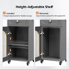 Karl Home Gray Wooden Mobile Salon Trolley Cart with Wheels and Glass Door and Dryer Holder - 4 of 4