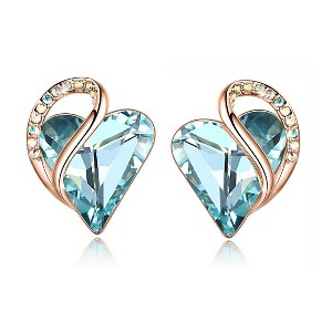 Leafael 18K Rose Gold Plated Love Heart Stud Earrings with Healing Stone Crystal Jewelry Gifts for Women - 1 of 4