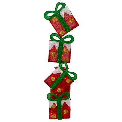 Northlight 44" Pre-Lit Red and Green Flat Stacked Gift Box Outdoor Christmas Decor