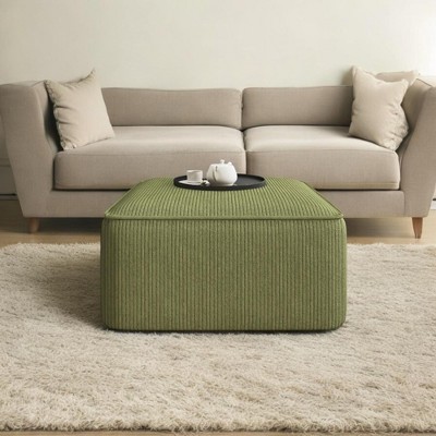 Alilang 30.50 inches Square Corduroy Ottoman with Plush Upholstery and Modern Design-Olive Green