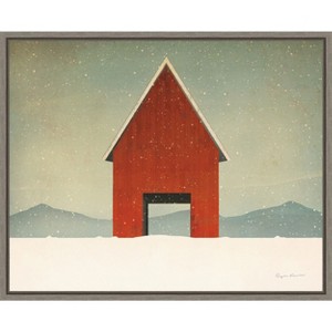 Amanti Art Red Barn Winter by Ryan Fowler Canvas Wall Art Print Framed 28 x 23-in. - 1 of 4