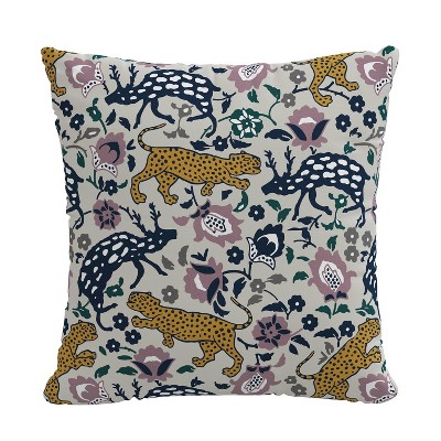 18"x18" Skyline Furniture Square Outdoor Throw Pillow Mustard Plum: Woven Polyester, Zipper Closure, Animal Icon Pattern