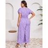 Womens Plus Size Short Sleeve Smocked Waist Wide Leg Summer Jumpsuits - 3 of 4