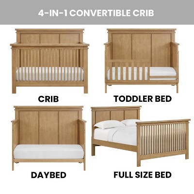 Honey Wood Convertible 4-in-1 Crib with Classic Headboard