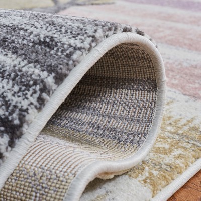 Gray and Pink Synthetic Teepee Design Kids Area Rug 5'3" x 7'6"