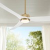 Casa Vieja 60" Montage Modern Indoor Outdoor Ceiling Fan 3 Blade LED Light Remote Control Soft Brass Finish White Blades Bedroom Patio Damp Rated - 2 of 4