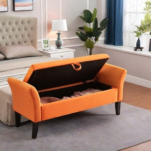 NicBex Modern 51.5" Velvet Fabric Storage Bench with Curved Arms for Bedroom and Living Room - 1 of 4