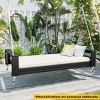 Twin Size Outdoor Acacia Wood Porch Swing Bed with Hemp Ropes, Minimalist  Seating Group, 400lbs Weight Capacity - Coolbibila - 3 of 4