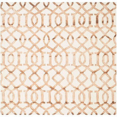 Ivory and Camel Hand-Tufted Wool Square Area Rug, 7'x7'
