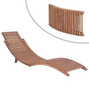 vidaXL Folding Sun Lounger Solid Teak Wood - 1 of 4