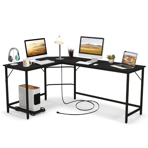 66 L Shaped Gaming Corner Computer Desk with CPU Stand and Foot