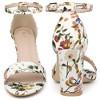 Perphy Women's Floral Printed Open Toe Ankle Strap Chunky Heels Sandals - 2 of 4
