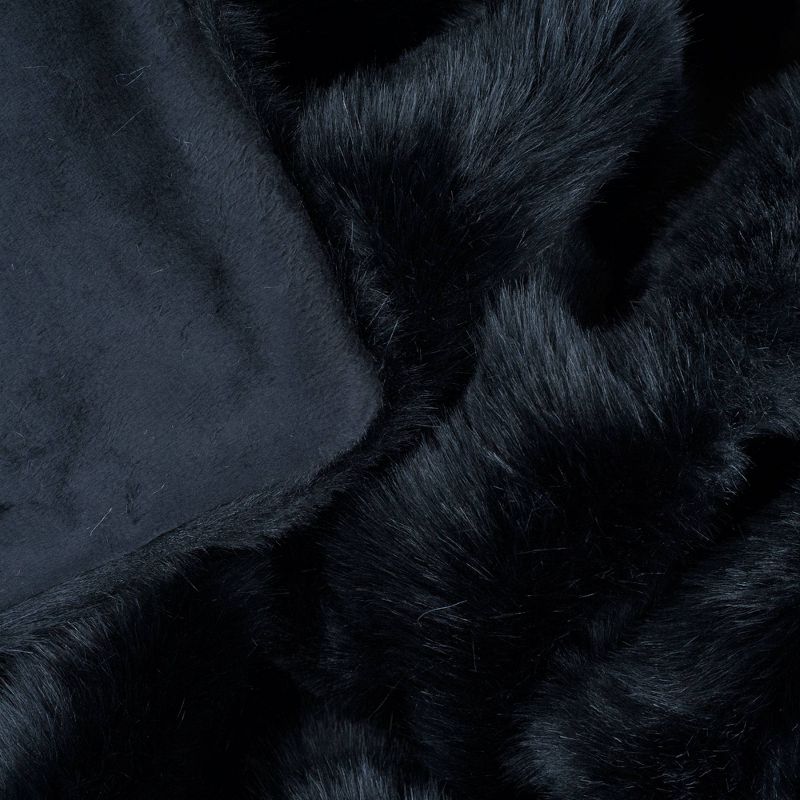 60&#34;x50&#34; Luxury Long Haired Faux Fur Throw Blanket Black - Yorkshire Home, 4 of 5