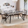 TiramisuBest 5psc Counter Height Dining Table Set with One Faux Marble Top Dining Table and Four Velvet-Upholstered Chairs,Black - 2 of 4
