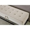 ORRD 58.6" Velvet Storage Bench with Metal Base, Upholstered Long Bed Bench with Lift Top for Bedroom, Living Room, Beige Ottoman - 4 of 4