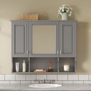 Sapphtopaz 35"x28" Wall Mounted Bathroom Cabinet with Mirror & Doors,Bathroom Wall Cabinet with Open Shelves,Modern Mirror Cabinet for Bathroom - 1 of 4