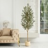 Artificial Olive Tree with Wood Trunk, 5/6/7ft Pencil Faux Olive Trees - UV Resistant Floor Plants for Home Decor - Living Room, Entryway, Foyer - 3 of 4