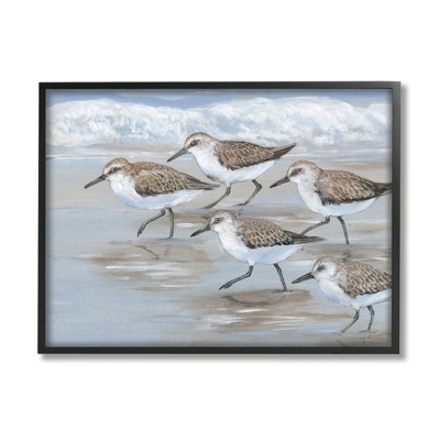 Stupell Industries Sandpiper Bird Flock Marching Beach Coast Waves