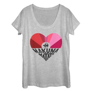 Women's Lion King Valentine Hakuna Matata Heart Scoop Neck - 1 of 3