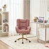 Velvet/Teddy Fabric 360 Swivel Home Office Chair With Gold Metal Base And Universal Wheels, Height-Adjustable Task Chair 4L - ModernLuxe - 2 of 4
