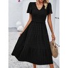 Elegant Summer Maxi Tiered Dress for Women V Neck Garden Party Formal Dress with Tiny Floral Embroidery High Waist Shirred Dress - 3 of 4