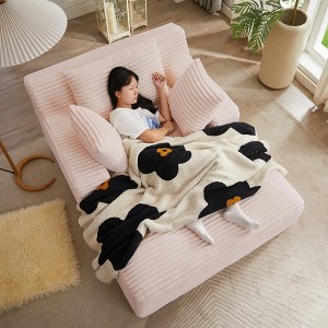 Oversized Corduroy Modern Armless Chaise Lounge Chair with No Assembly Required and Comfy Sleeper Function - 1 of 4