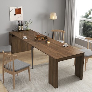 Ridstar 118.11 in. W Modern Multifunctional Extendable Dining Table with Storage for Parties, Weddings, Conferences & Celebrations-Brown - 1 of 4