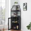 Corner Wine Bar Rack Cabinet with Detachable Wine Rack, Bar Cabinet with Glass Holder, Small Sideboard and Buffet Cabinet with Mesh Door - 2 of 4