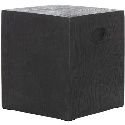 Trunk Black Concrete Round Accent Table, 20"