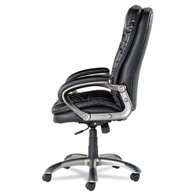 Black High-Back Leather Executive Swivel Chair with Adjustable Arms