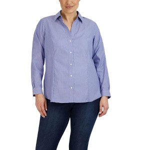 Jones New York Plus Size Striped Easy-Care Button-Up Shirt - 1X - 1 of 2