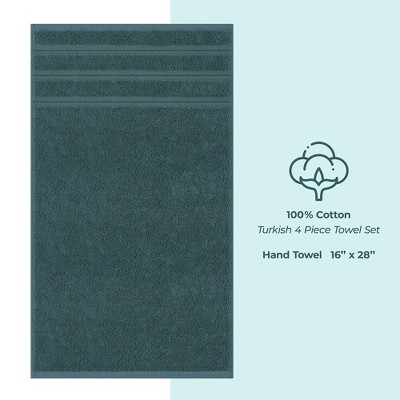 Teal Turkish Cotton Luxury Hand Towel Set, 4 Piece