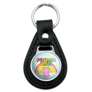Care Bears Cheer Bear Positive Vibes Black Leather Keychain - 1 of 4