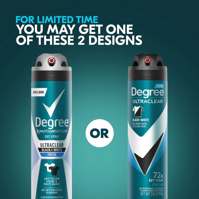 Degree Ultraclear Black + White 72 Hour Antiperspirant & Deodorant Spray - Fresh Scent, 5 of 8